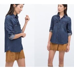 Zara Fitted Cotton Denim Top